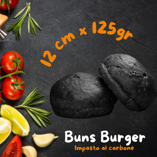 16pz | Panino Buns "d12" | impasto al Carbone Vegetale