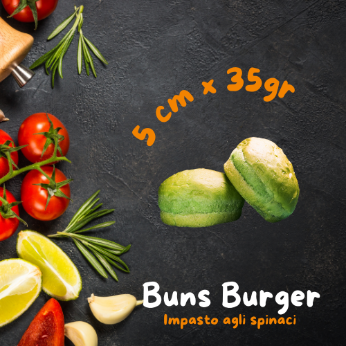 40pz | Panino Buns "d5" | impasto agli Spinaci