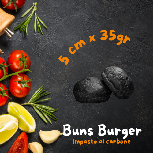 40pz | Panino Buns "d5" | impasto al Carbone Vegetale